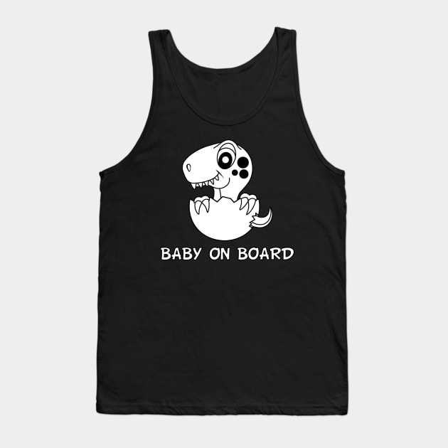 Baby on board cute dino Tank Top by Mesozoic forest